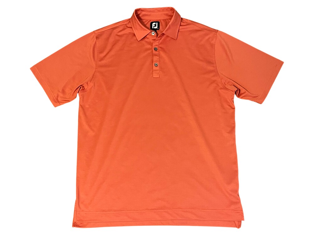 FootJoy Polo Shirt Mens Large Orange Golf Performance Lightweight Short Sleeve